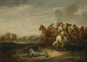 A Cavalry Battle by Abraham Van Der Hoef Oil Painting