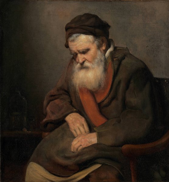 Old Man Asleep  by Abraham Van Dijck - Hand-Painted Oil Painting Reproduction