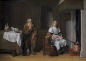 The Prophet Elijah with the Widow of Zarephath and her Son by Abraham Van Dijck Oil Painting