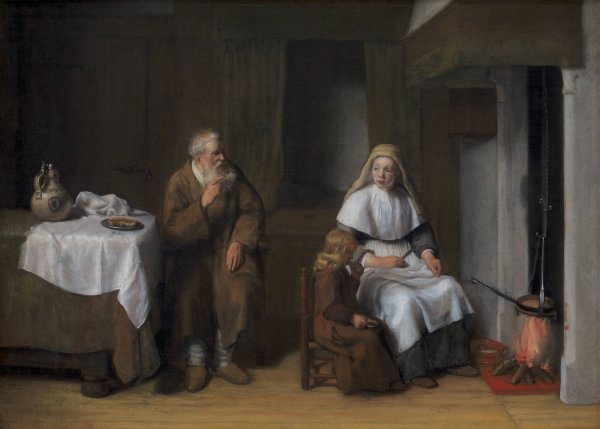 The Prophet Elijah with the Widow of Zarephath and her Son  by Abraham Van Dijck - Hand-Painted Oil Painting Reproduction