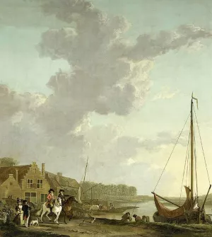 An Extensive River Landscape Oil painting by Abraham Van Strij I