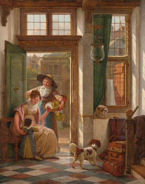 Main Product Photo of A Cherry Vendor at the Door  Painting by Abraham Van Strij
