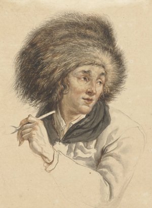 Man with Fur Hat and Pipe by Abraham Van Strij Oil Painting