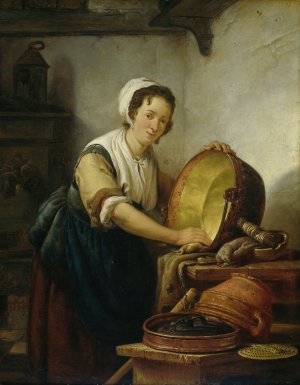 The Caldron Scrubber by Abraham Van Strij Oil Painting