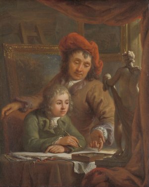 The Drawing Lesson by Abraham Van Strij Oil Painting