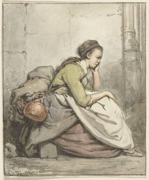 Zittende vrouw met een koperen ketel by Abraham Van Strij Oil Painting
