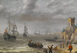 Seascape with Ruins on a Cliff by Abraham Willaerts Oil Painting