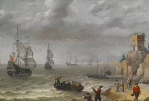 Seascape with Ruins on a Cliff by Abraham Willaerts Oil Painting