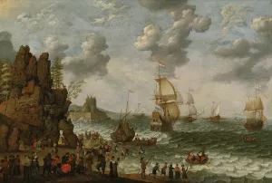Ships off Rocky Coast by Abraham Willaerts Oil Painting