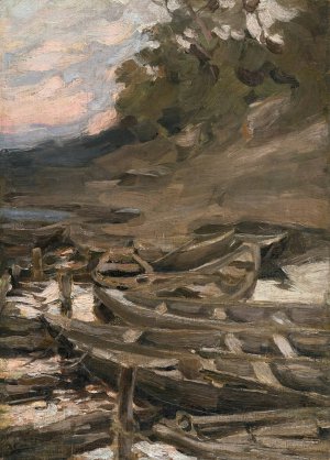 The Boats by Abram Efimovich Arkhipov Oil Painting