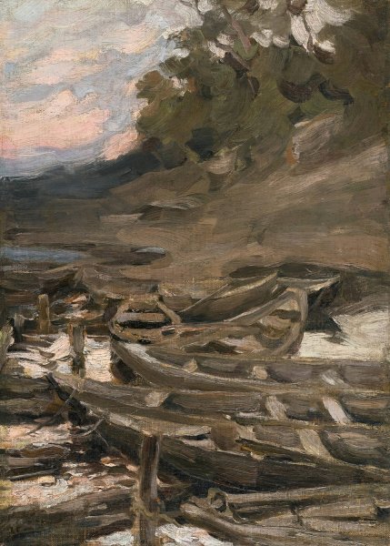 The Boats by Abram Efimovich Arkhipov - Hand-Painted Oil Painting Reproduction