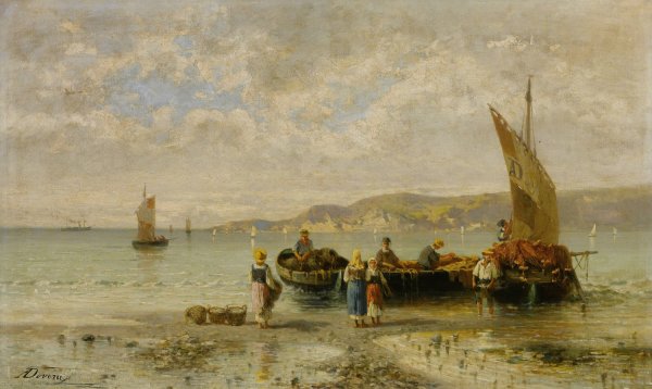 Il Ritorno Dei Pescatori by Achille Dovera - Hand-Painted Oil Painting Reproduction