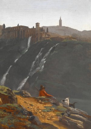 Goatherd Opposite the Falls of Tivoli by Achille-Etna Michallon Oil Painting