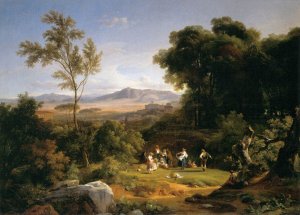 Landscape Inspired by the View of Frascati by Achille-Etna Michallon Oil Painting