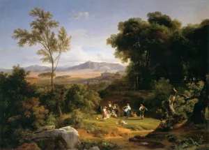 Landscape Inspired by the View of Frascati by Achille-Etna Michallon - Oil Painting Reproduction