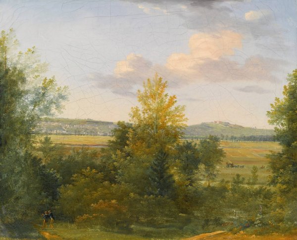 Pastoral landscape with two travellers  by Achille-Etna Michallon - Hand-Painted Oil Painting Reproduction