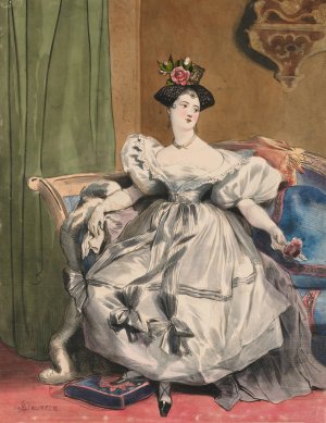 4 Heures Du Soir. Mlle. Laure Deveria, from Les Dix-huit Heures d'une Parisienne by Achille Deveria Oil Painting