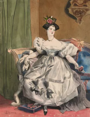 4 Heures Du Soir. Mlle. Laure Deveria, from Les Dix-huit Heures d'une Parisienne by Achille Deveria Oil Painting