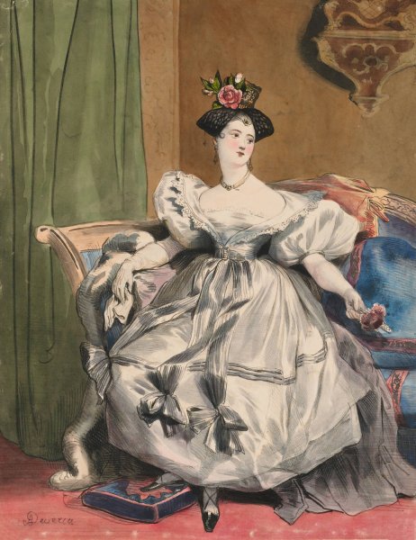 4 Heures Du Soir. Mlle. Laure Deveria, from Les Dix-huit Heures d'une Parisienne  by Achille Deveria - Hand-Painted Oil Painting Reproduction