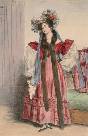 Portrait of Mme. Menessier-Nodier, from Alphabet Varie, Choix de Costumes d'apres nature by Achille Deveria Oil Painting