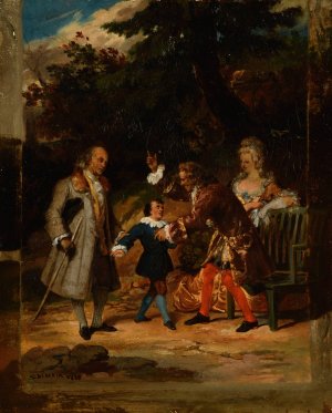 Voltaire benissant le petit-fils de Franklin by Achille Deveria Oil Painting