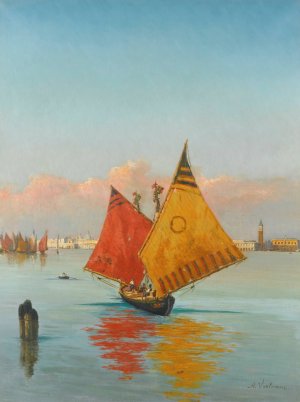 View across the lagoon, venice by Achille Vertunni Oil Painting