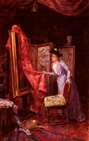 Il Studio Da Pittura by Achille Vianelli Oil Painting