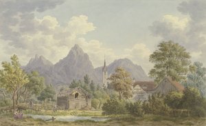 Ansicht von Brunnen im Canton Schwyz by Achilles Benz Oil Painting