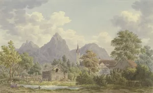 Ansicht von Brunnen im Canton Schwyz by Achilles Benz Oil Painting