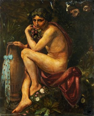 Narciss Eavesdropped on by Nymphs by Achilles Forcart Oil Painting