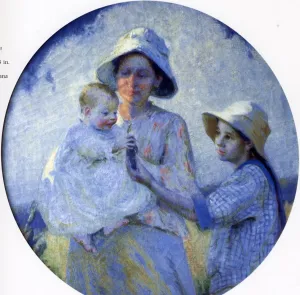 Mother and Two Children by Ada Walter Shulz Oil Painting