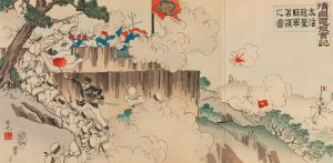 True Account of Events in China Received by Telegram; Occupation of the Battery at Dagu by the Japanese Army by Adachi Ginko Oil Painting
