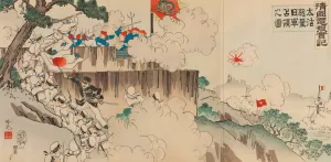 True Account of Events in China Received by Telegram; Occupation of the Battery at Dagu by the Japanese Army Oil painting by Adachi Ginko