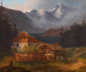 BauerngehOft an einem Bergsee by Adalbert Stifter Oil Painting