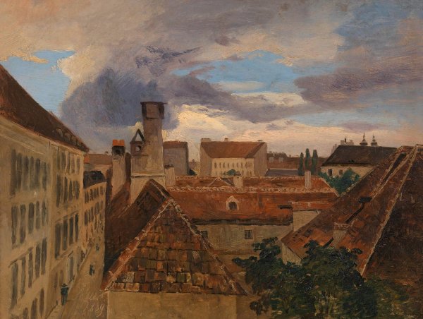 Blick in die Beatrixgasse in Wien  by Adalbert Stifter - Hand-Painted Oil Painting Reproduction