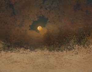 Mondlandschaft mit bewOlktem Himmel by Adalbert Stifter Oil Painting
