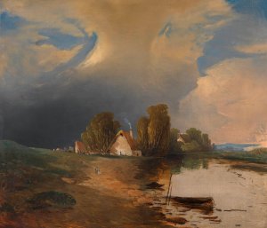 Partie aus den westungarischen Donauauen mit aufsteigendem Gewitter by Adalbert Stifter Oil Painting