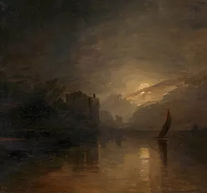 Seestuck bei Mondbeleuchtung by Adalbert Stifter Oil Painting