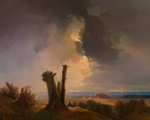 Westungarische Landschaft - Blick vom Leithagebirge by Adalbert Stifter Oil Painting