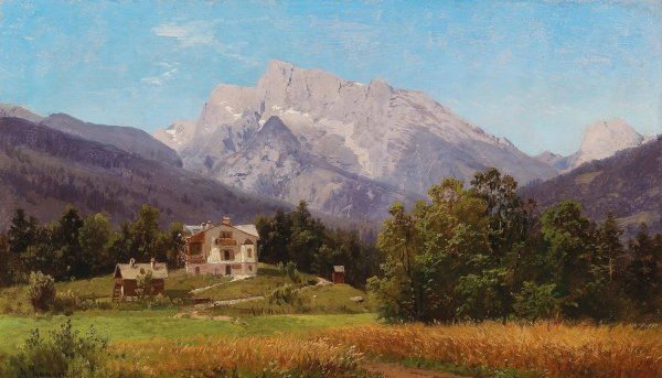 Motif of The Alps by Adalbert Waagen - Hand-Painted Oil Painting Reproduction