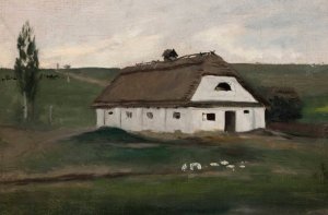 Barn by Adam Chmielowski Oil Painting