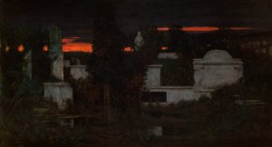 Italian Cemetery at Dusk by Adam Chmielowski Oil Painting