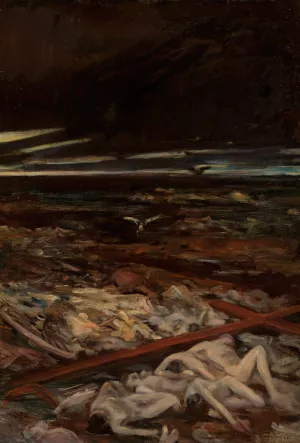 Pestilence, right-hand section of the triptych “Disaster” by Adam Chmielowski Oil Painting