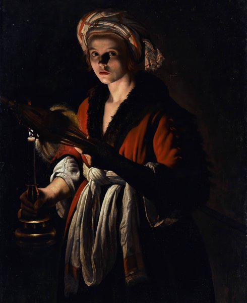 A Young Woman Holding A Distaff Before A Lit Candle by Adam De Coster - Hand-Painted Oil Painting Reproduction