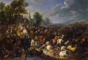 Cavalry Engagement by Adam Frans Van Der Meulen Oil Painting