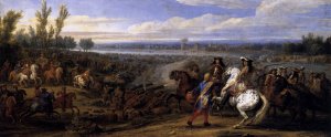 Crossing the Rhine by Adam Frans Van Der Meulen Oil Painting