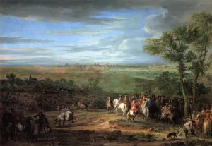 Louis XIV Arriving in the Camp in front of Maastricht painting by Adam Frans Van Der Meulen