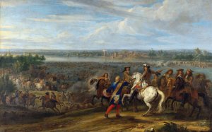 Louis XIV Crossing into the Netherlands at Lobith by Adam Frans Van Der Meulen Oil Painting