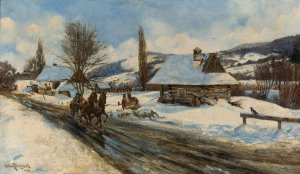 View of a submontane village by Adam Pelczynski Oil Painting