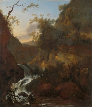 A waterfall by Adam Pynacker Oil Painting